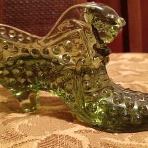 Elegant Green Fenton Hobnail Slipper